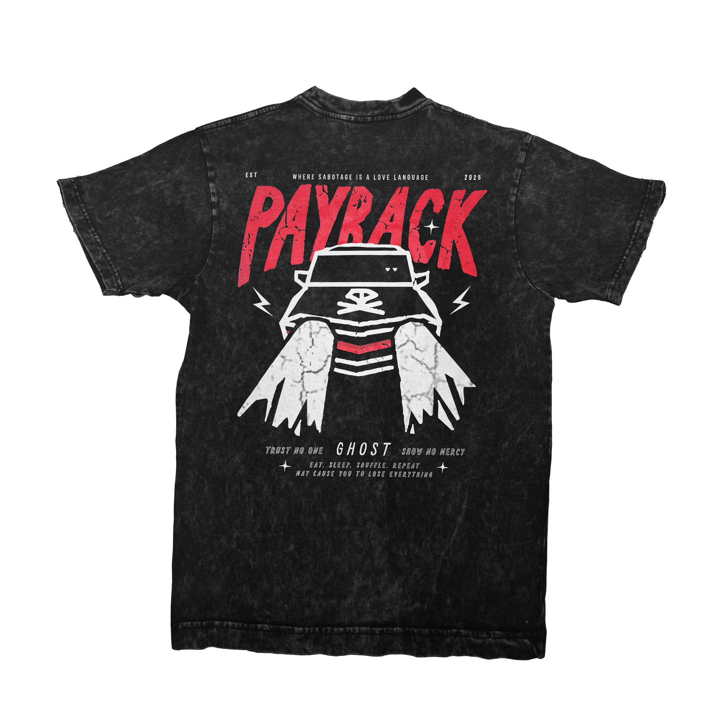 Payback Ghost Tee - Acid Wash Black