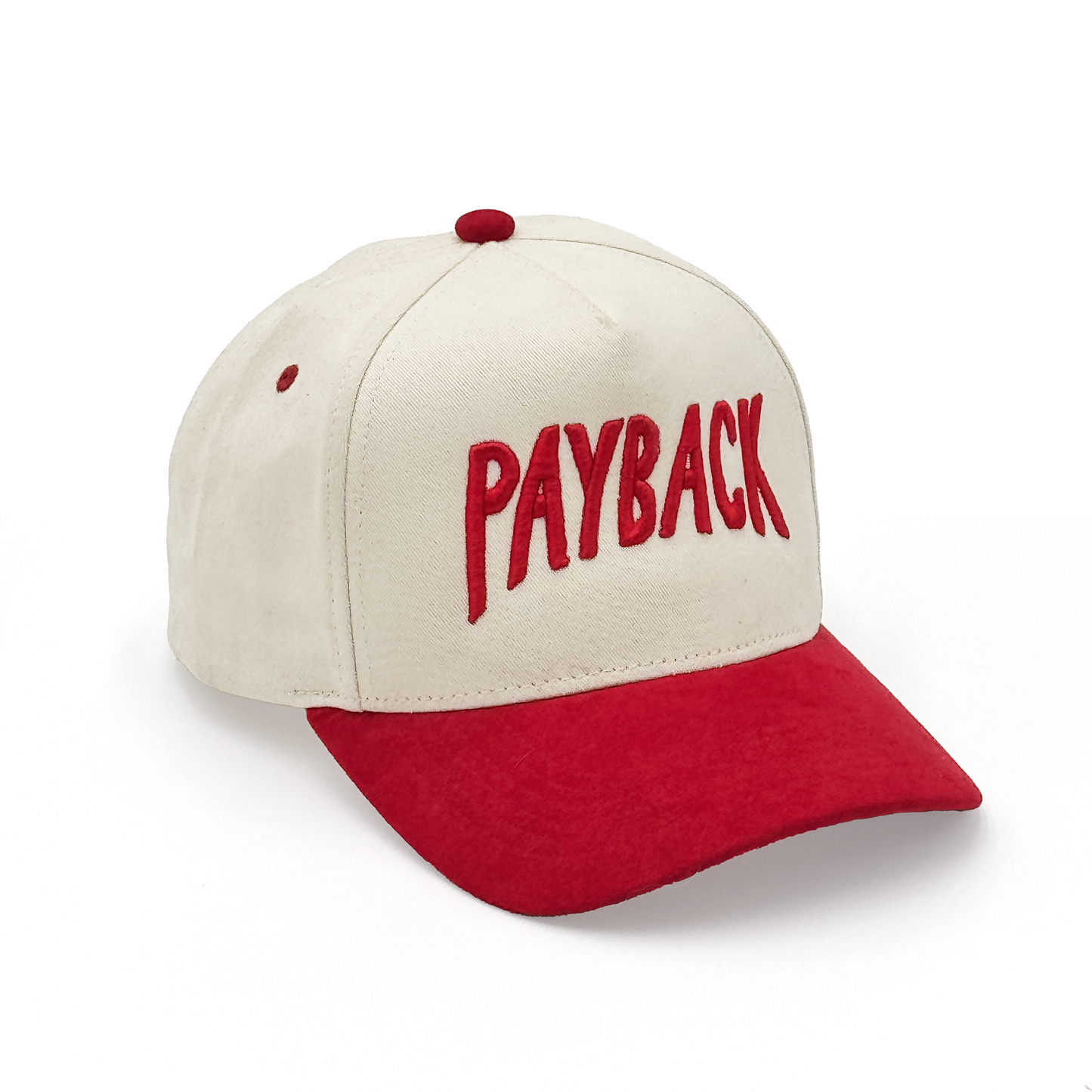 Payback Hat - Cream Cotton, Red Suede