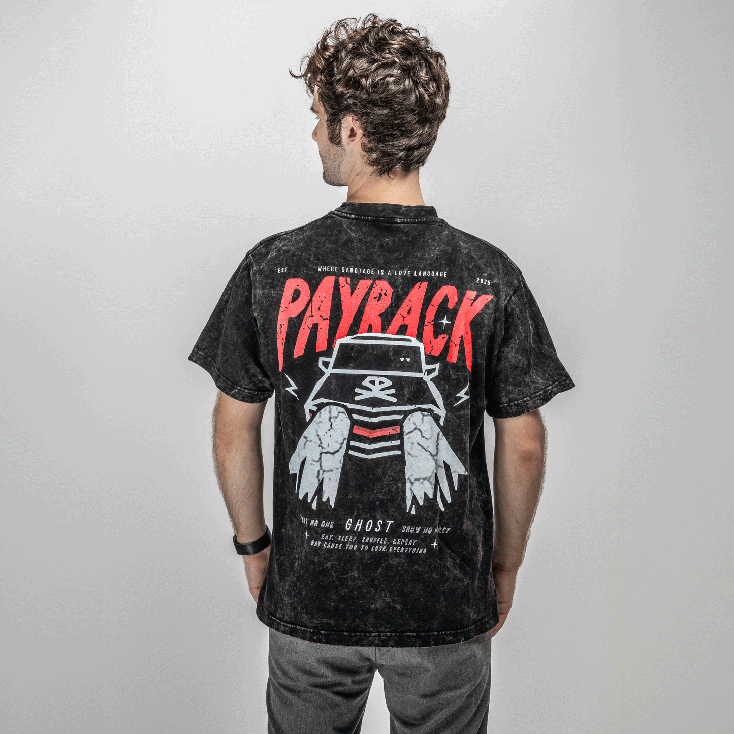Payback Ghost Tee - Acid Wash Black